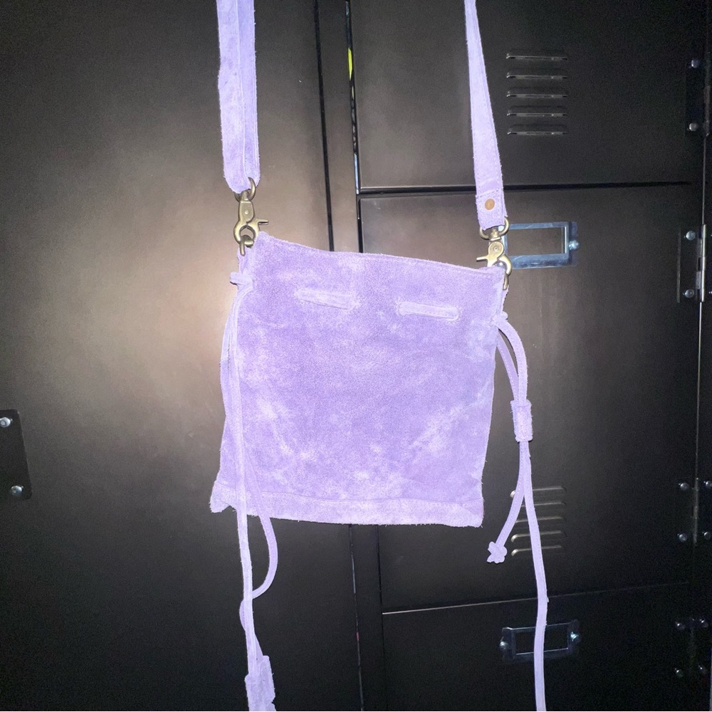Suede Free People lilac purple purse / hobo bag